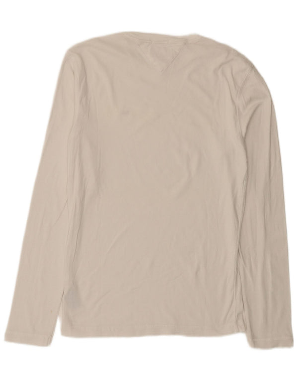 Tommy Hilfiger Mens Slim Fit Top Manga Longa Médio Algodão Branco