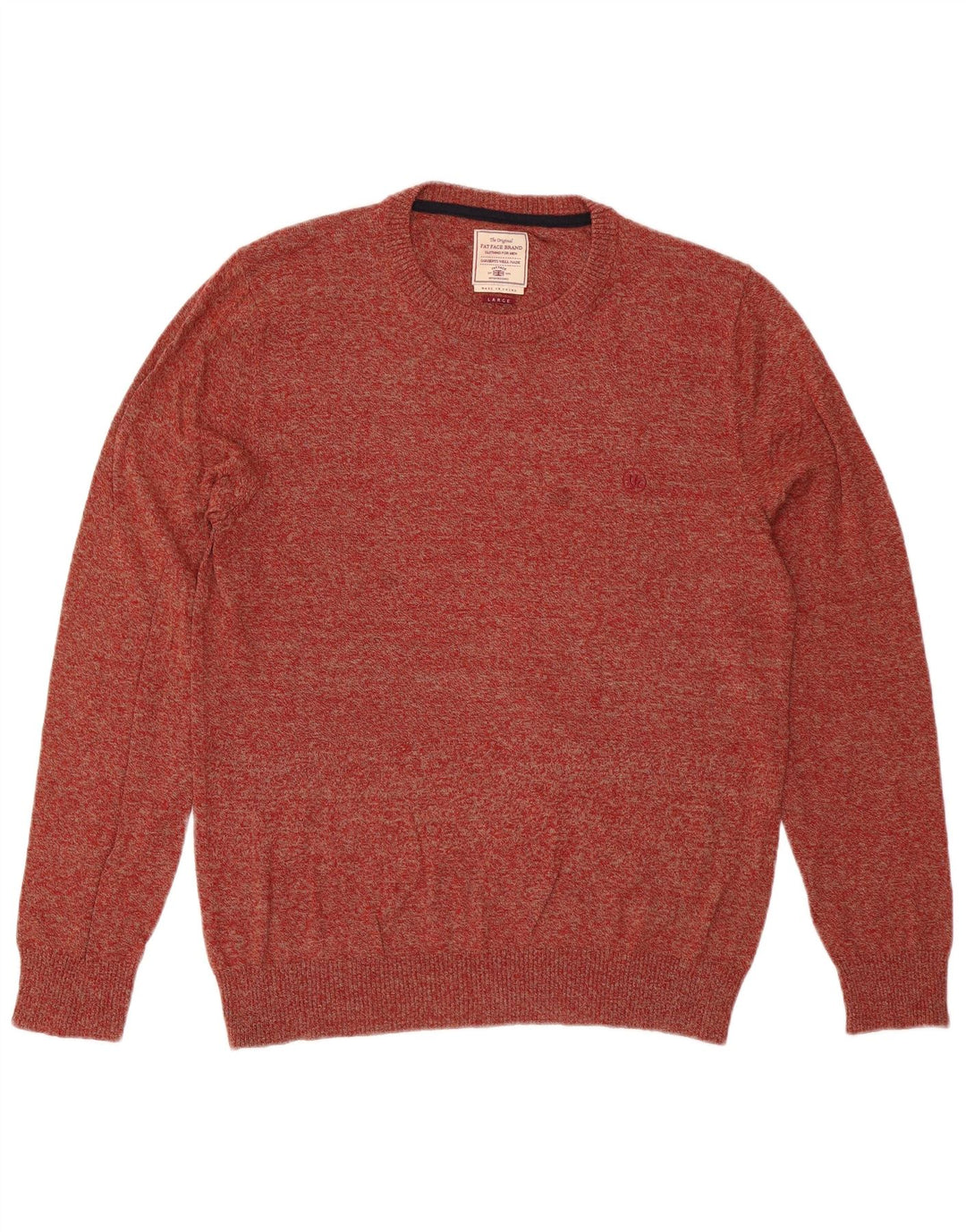 Suéter masculino com gola redonda Fat Face, algodão manchado vermelho grande