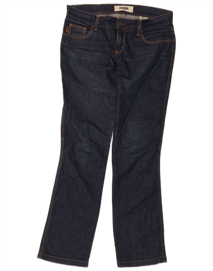 Jeans retos femininos Moschino W30 L30 algodão azul