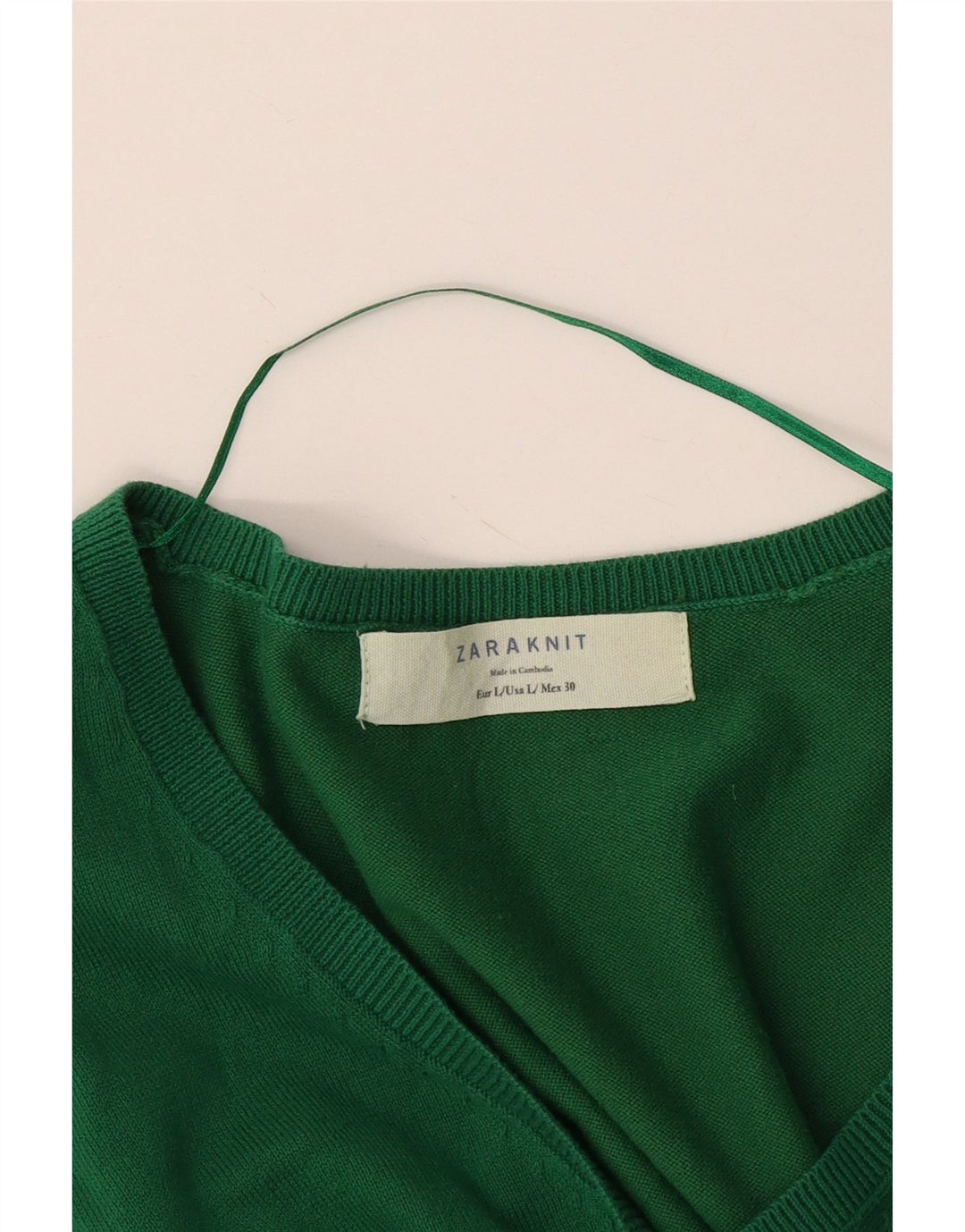 Suéter feminino Zara com decote em V Reino Unido 14 grande verde