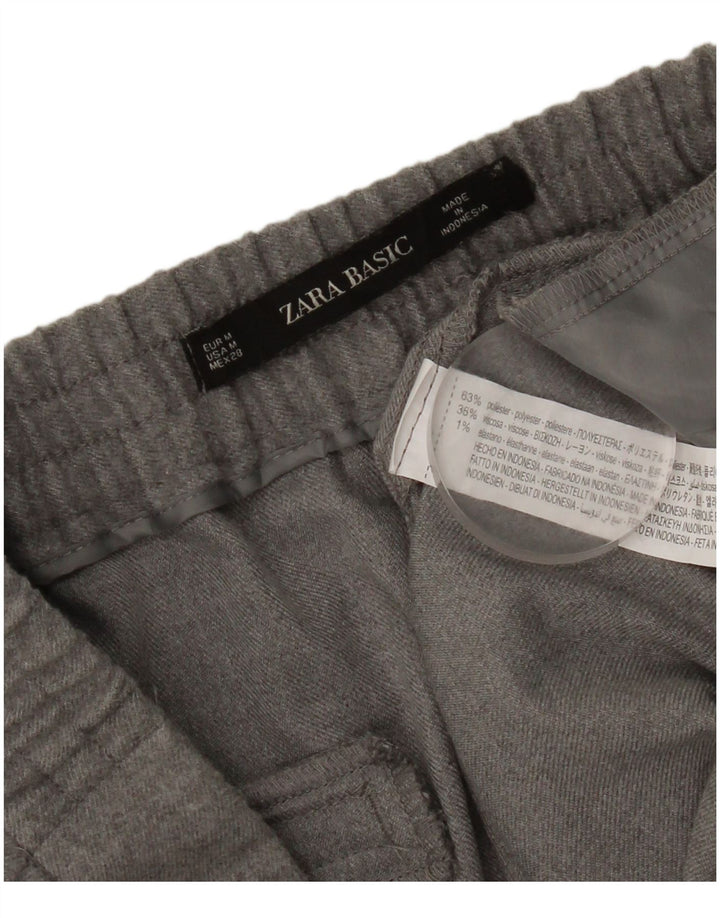 Zara Calça feminina reta cortada média W28 L25 poliéster cinza