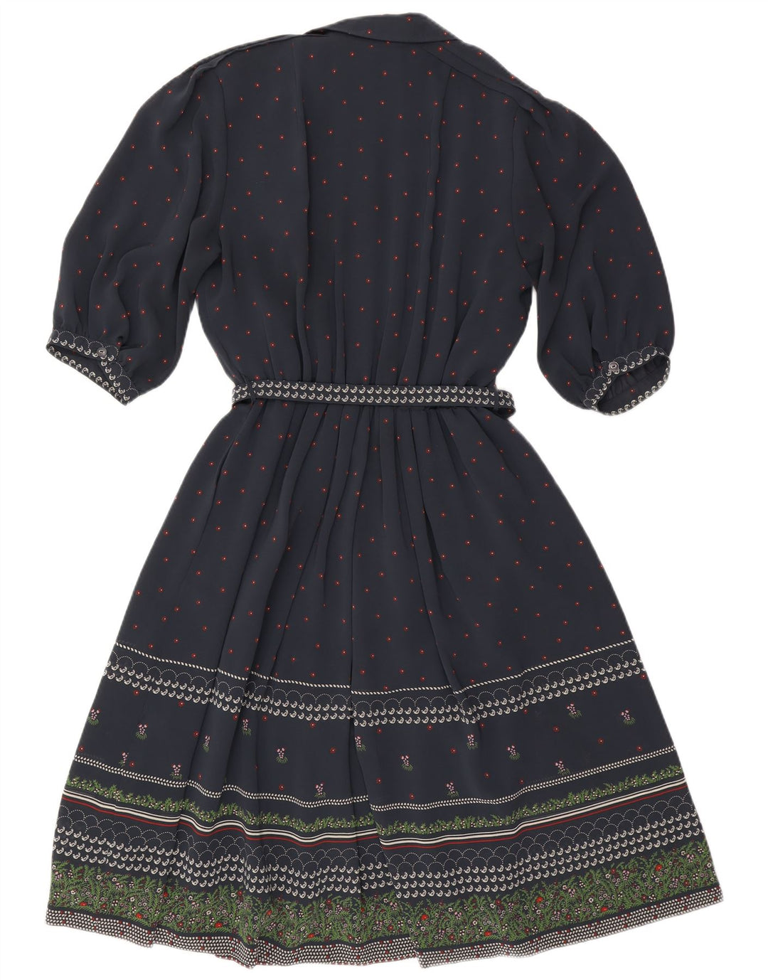 Vestido feminino RALPH manga 3/4 linha A EU 46 XL azul marinho floral poliéster