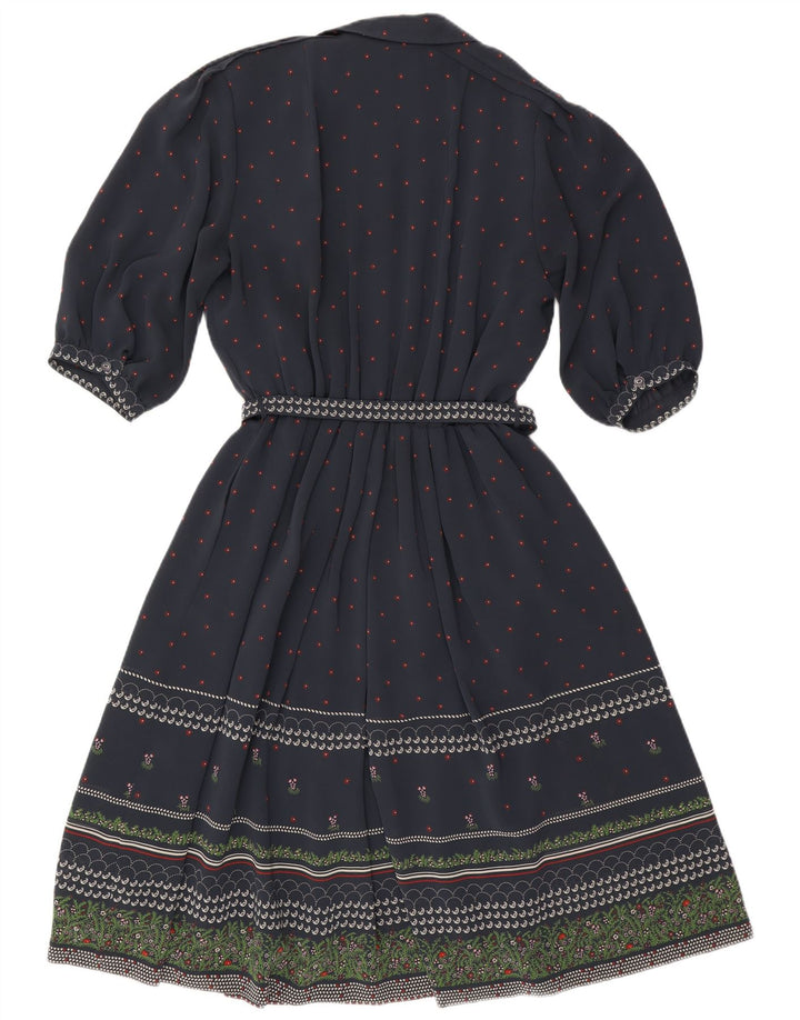 Vestido feminino RALPH manga 3/4 linha A EU 46 XL azul marinho floral poliéster