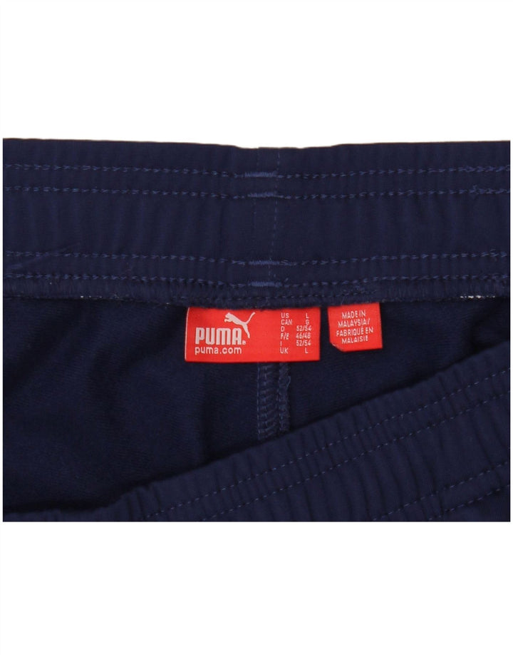 Calça de treino masculina Puma grande bloco colorido azul marinho