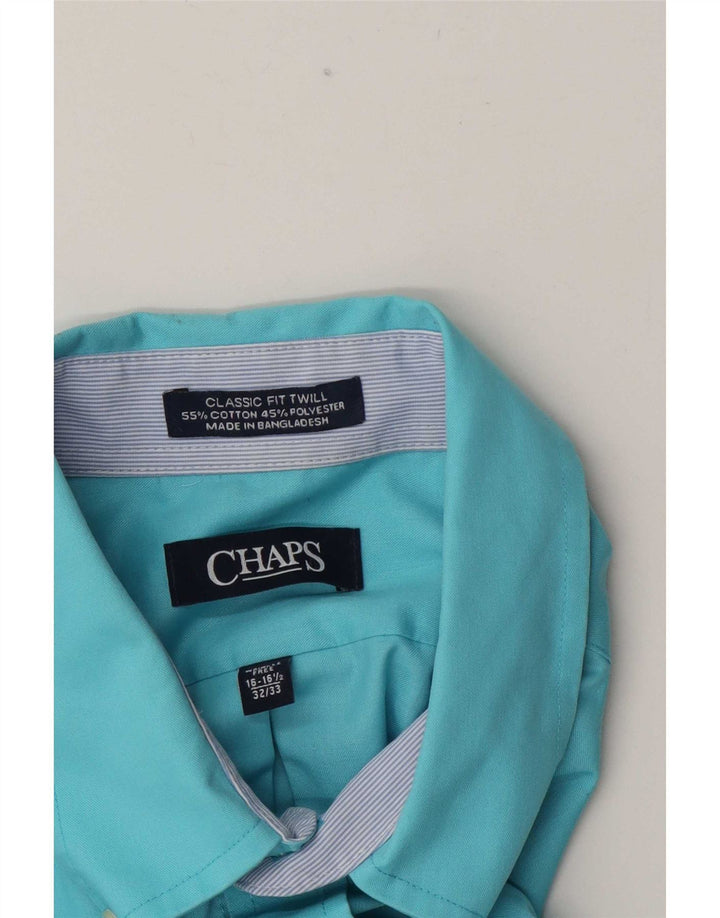 Camisa masculina Chaps Classic Fit tamanho 16 1/2 grande algodão azul