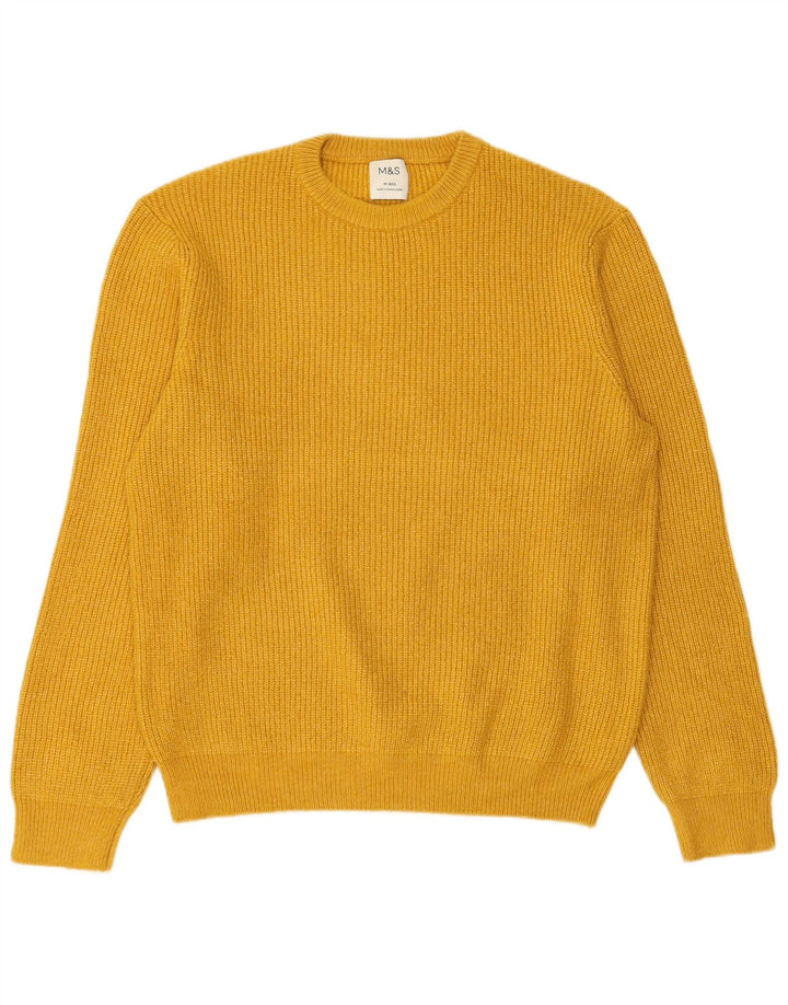 Suéter masculino MARKS & SPENCER com gola redonda em poliamida amarela média