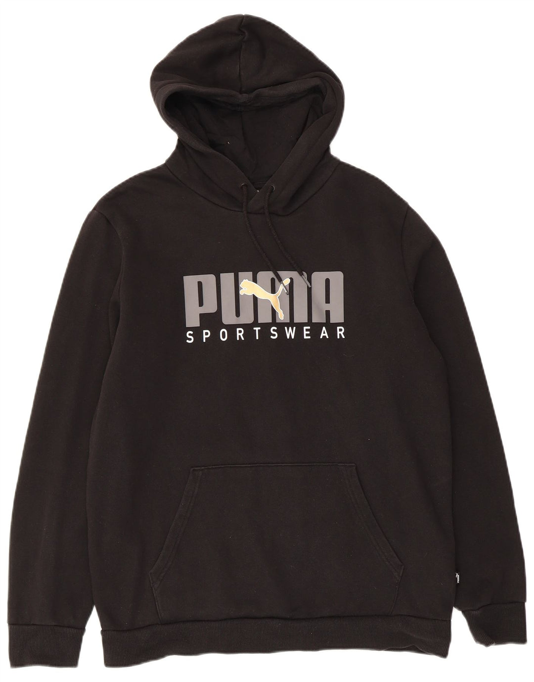 Puma masculino gráfico moletom com capuz médio algodão preto