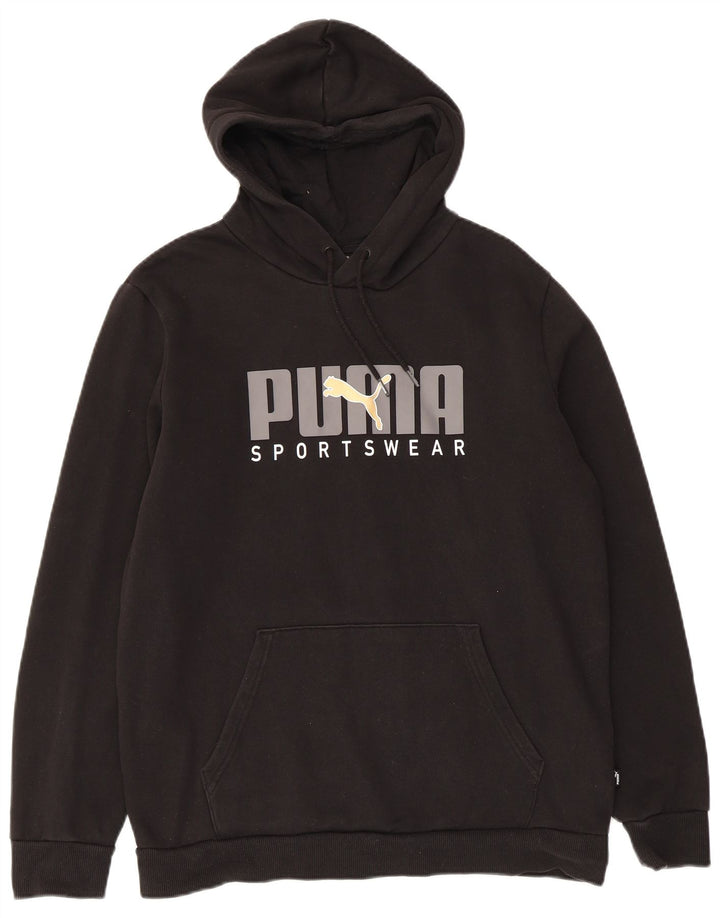 Puma masculino gráfico moletom com capuz médio algodão preto