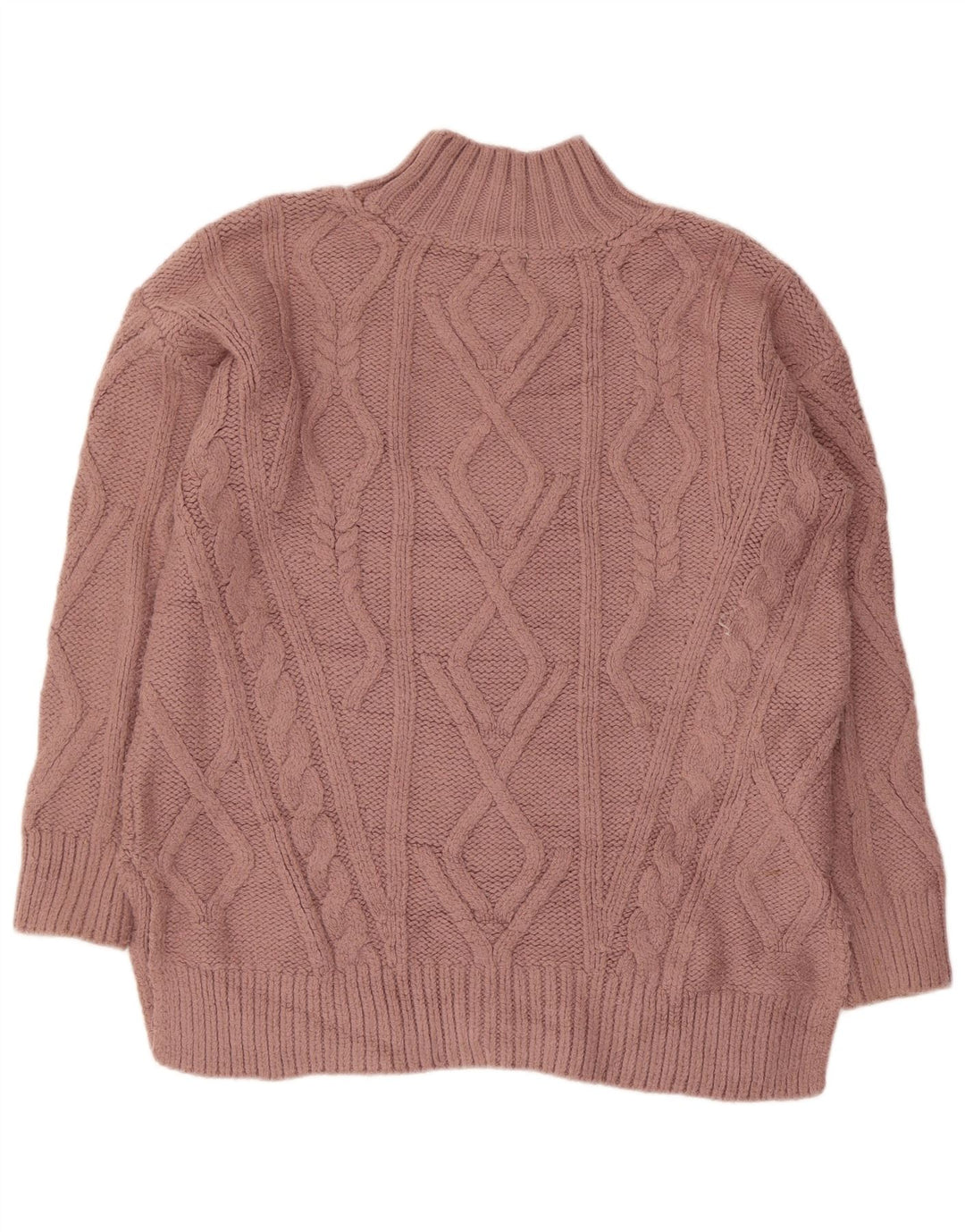 Suéter feminino Fat Face com gola de tartaruga grande Reino Unido 10 pequeno rosa