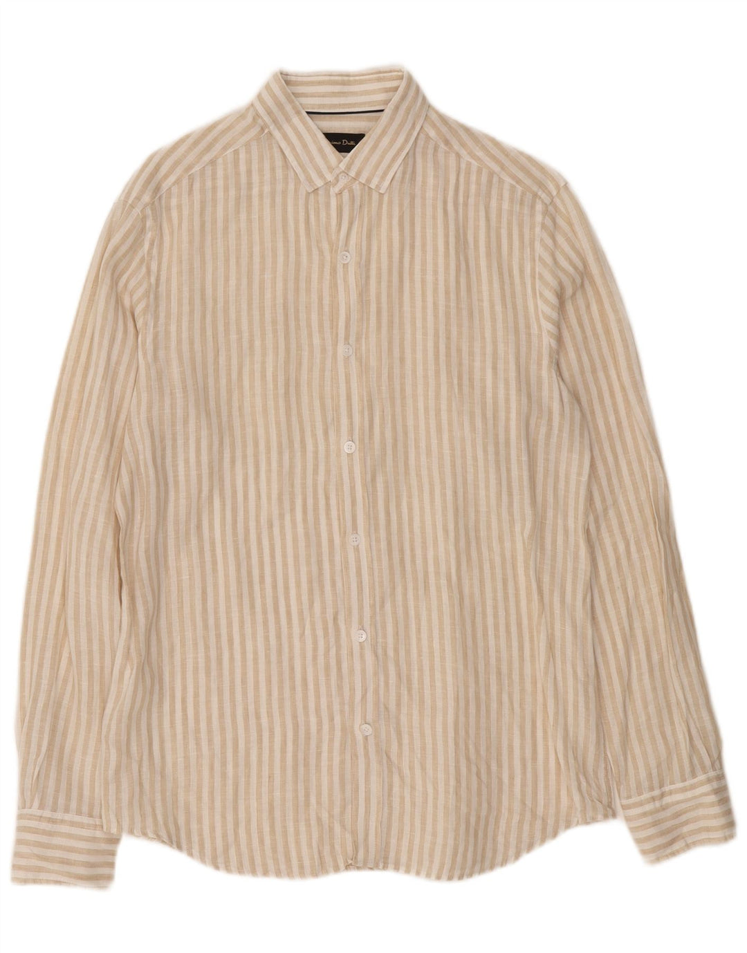 Camisa masculina Massimo Dutti risca de giz bege médio