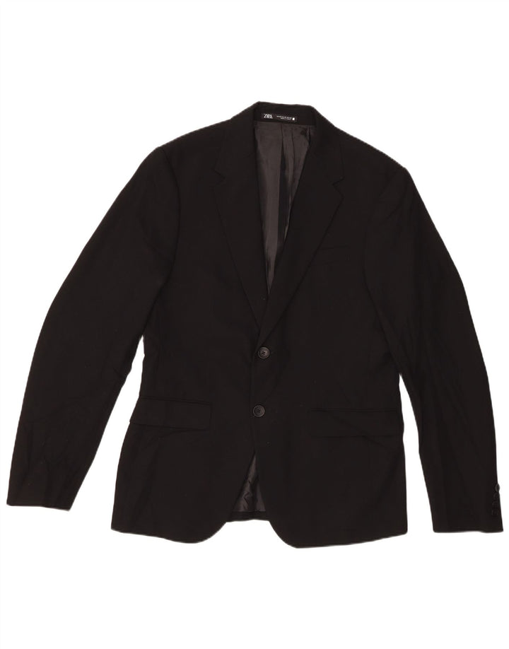 Jaqueta blazer masculina Zara com 2 botões EU 48 Viscose preta média