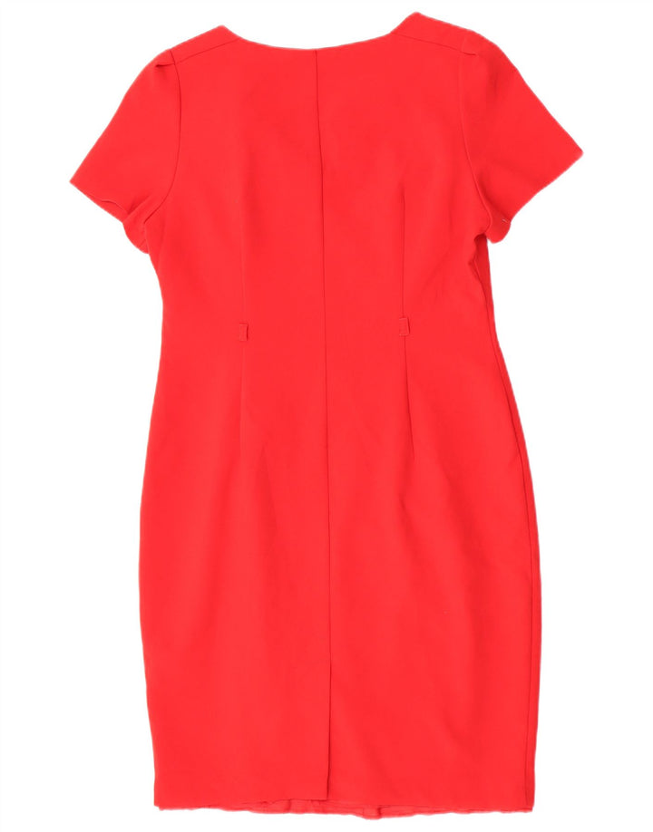 Vestido bainha feminino Marks & Spencer Reino Unido 14 grande poliéster vermelho