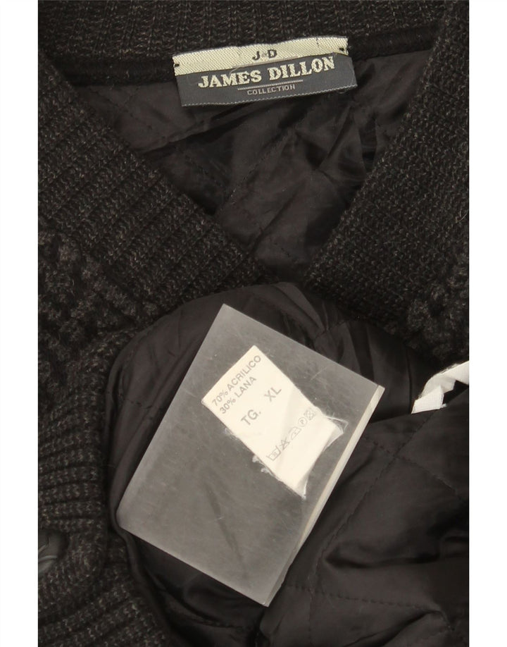 Suéter cardigã masculino James Dillon XL cinza Chevron acrílico