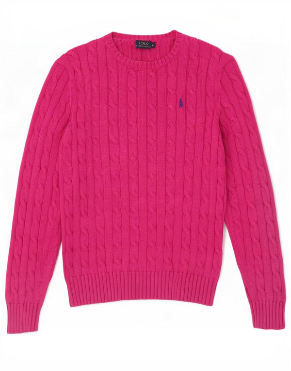 Suéter feminino Polo Ralph Lauren com gola redonda, 12 algodão rosa médio