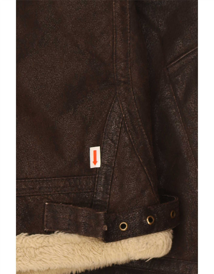 Jaqueta de couro Sherpa masculina CINTI Reino Unido 42 XL marrom