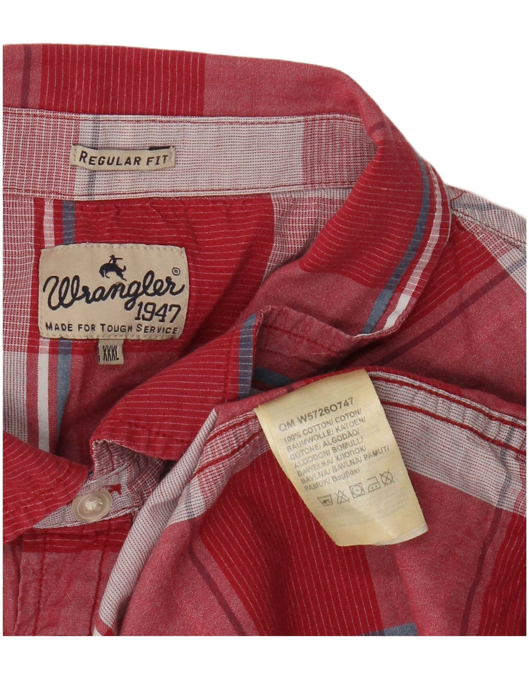 Camisa masculina de manga curta WRANGLER regular fit 3XL algodão xadrez rosa