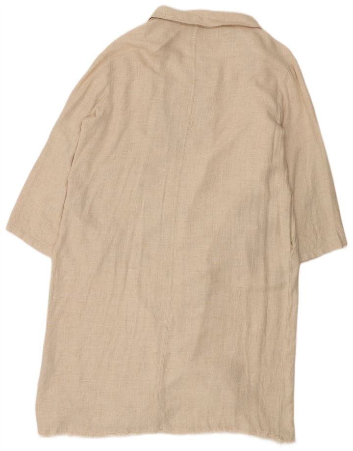 Sobretudo aberto oversized feminino Zara UK 14 médio off white viscose