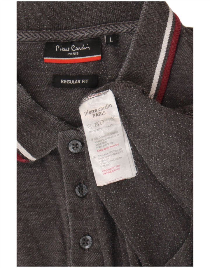 Camisa polo masculina Pierre Cardin Regular Fit grande algodão cinza