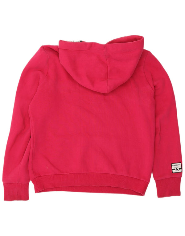 Suéter com capuz gráfico feminino Superdry UK 12 algodão rosa médio