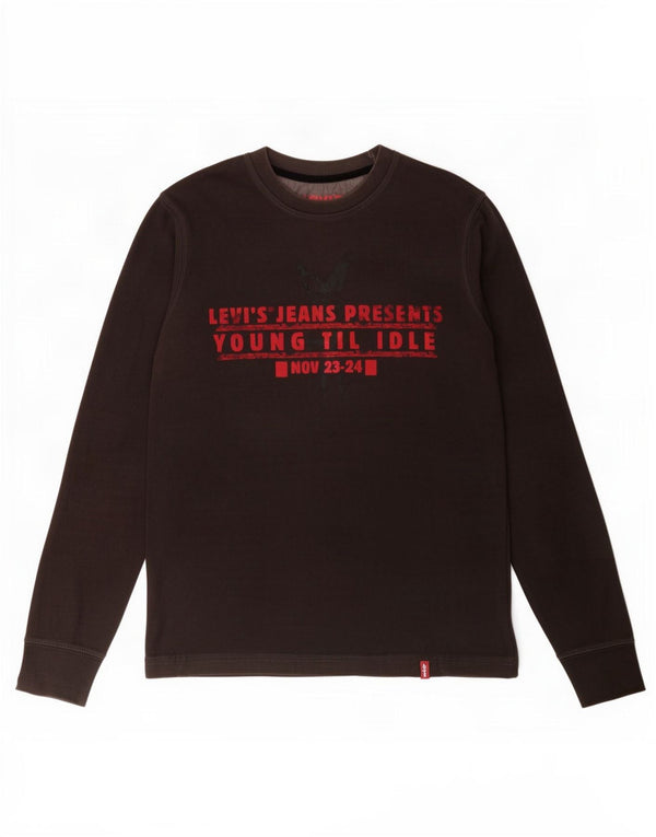 Levi's Mens Graphic Top Manga Longa Pequeno Algodão Preto