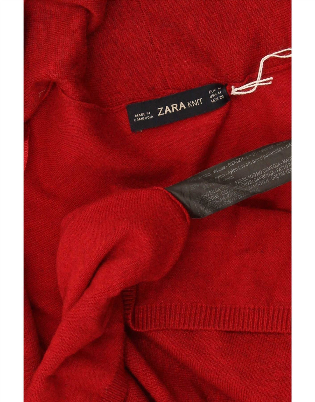 Suéter cardigã feminino Zara Reino Unido 12 viscose vermelha média