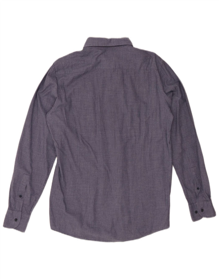 Camisa masculina MASSIMO DUTTI algodão houndstooth azul médio