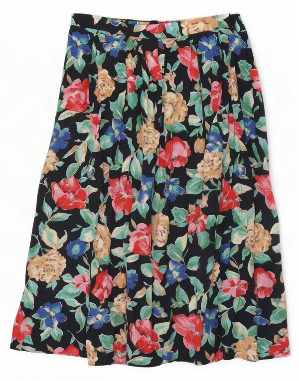 Saia plissada feminina vintage W32 grande floral preta