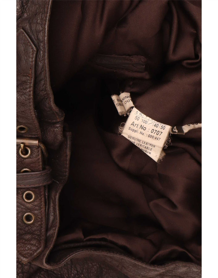 Jaqueta de couro masculina vintage IT 50 grande marrom