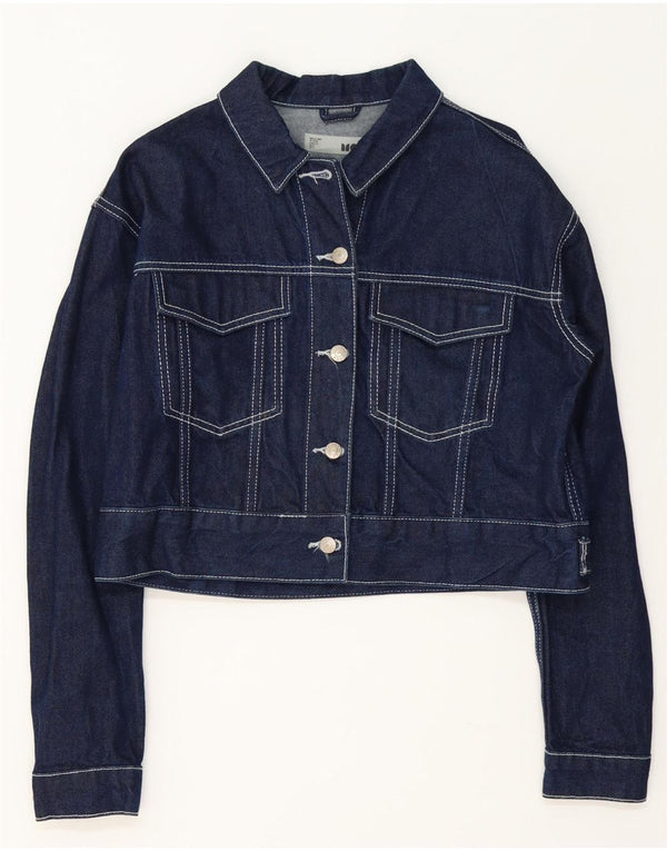 Jaqueta jeans feminina Topshop UK 14 grande algodão azul marinho