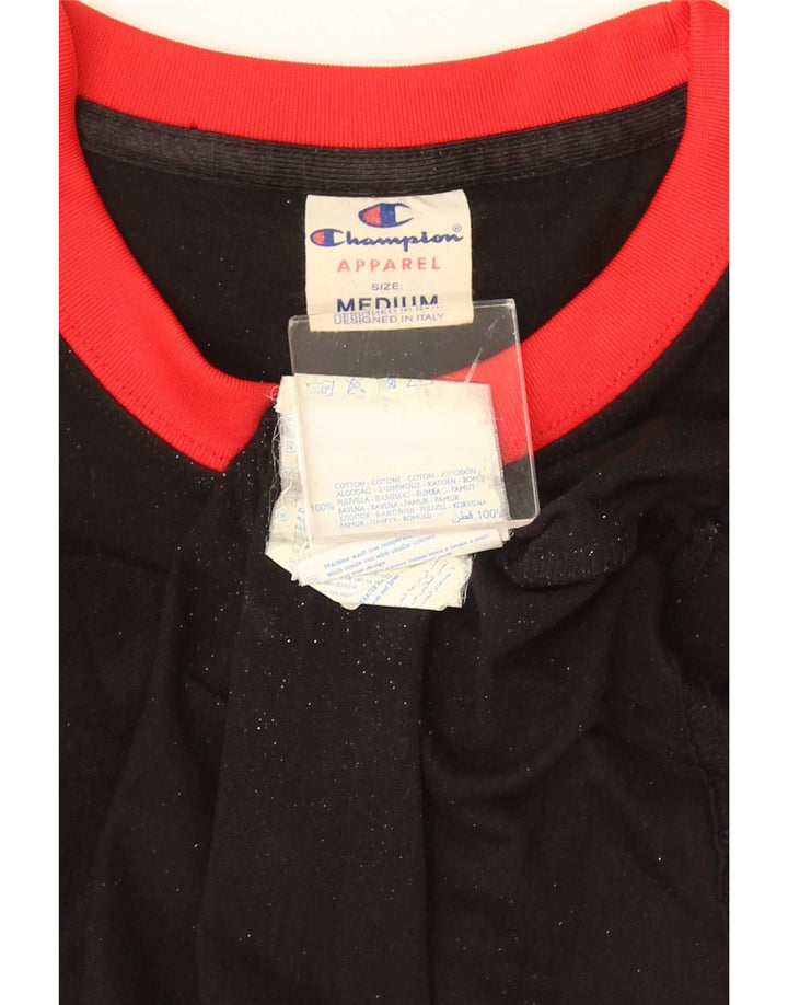 Camiseta masculina com estampa gráfica Champion médio preto colorblock algodão