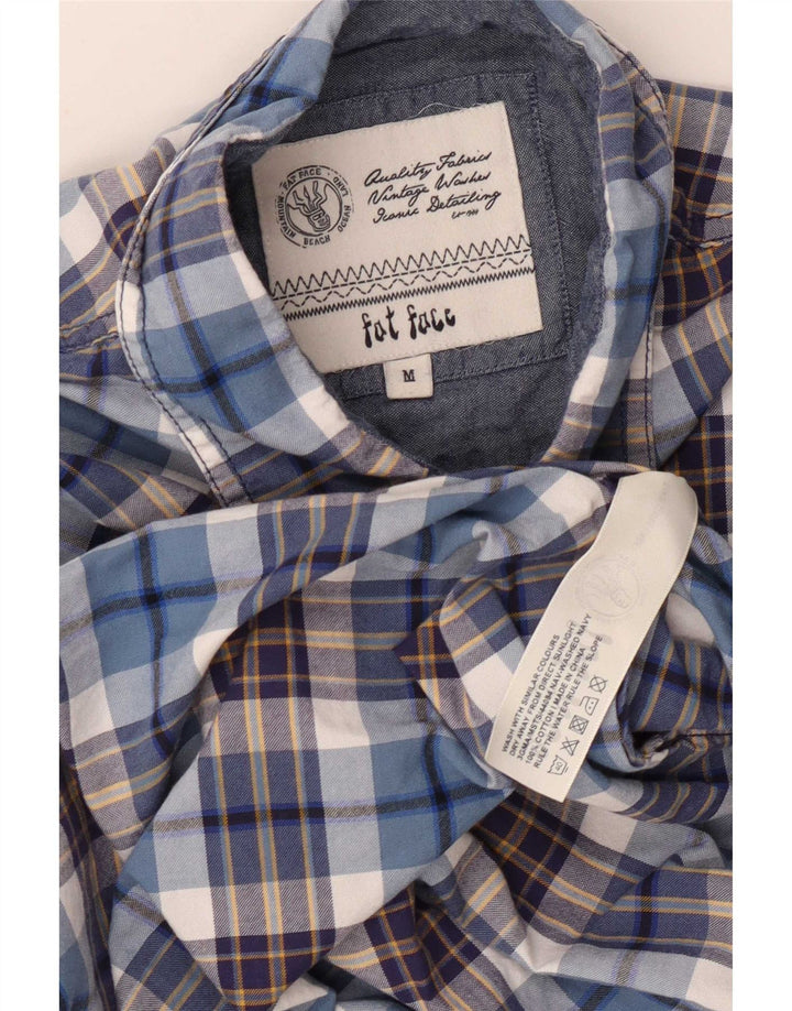 Camisa masculina Fat Face de algodão xadrez azul médio