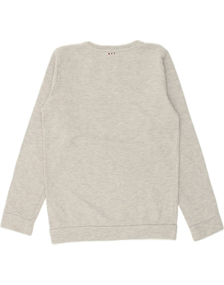 NAPAPIJRI Boys Graphic Sweatshirt Jumper 13-14 Years Grey Cotton Vintage Napapijri and Second-Hand Napapijri from Messina Hembry 