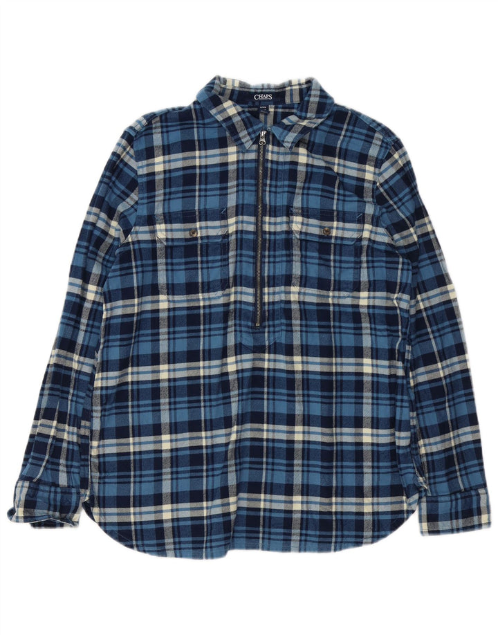 Pulôver feminino de flanela CHAPS Reino Unido 14 algodão xadrez azul médio