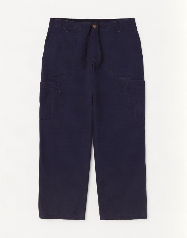 Calça cargo feminina Carhartt reta média W30 L30 algodão azul marinho