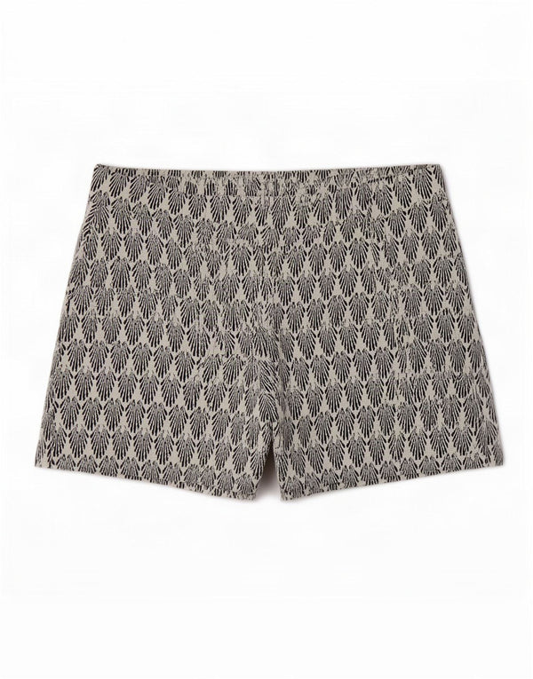 Zara Womens Abstract Pattern Hot Pants Grande W30 Poliéster Branco