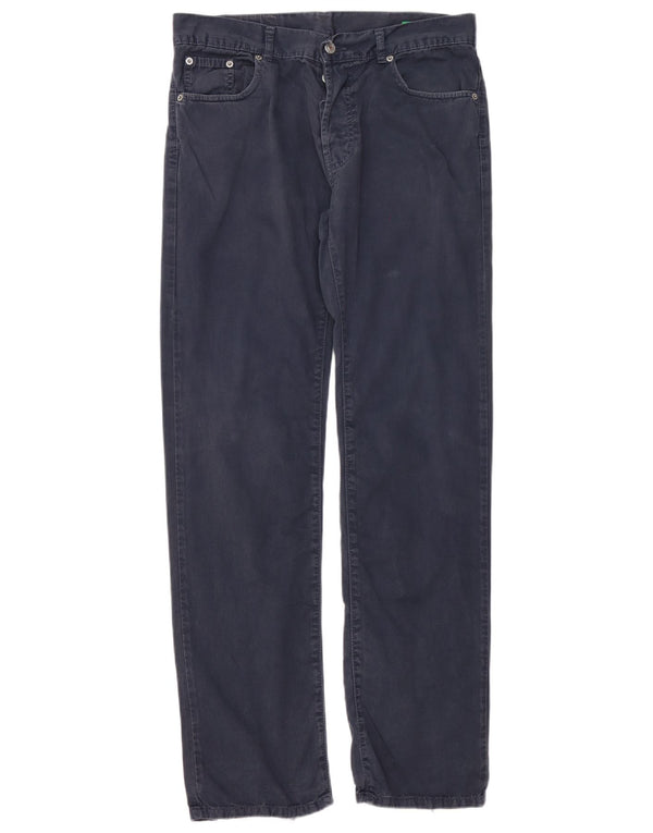 Calça casual reta masculina Benetton W34 L32 azul marinho