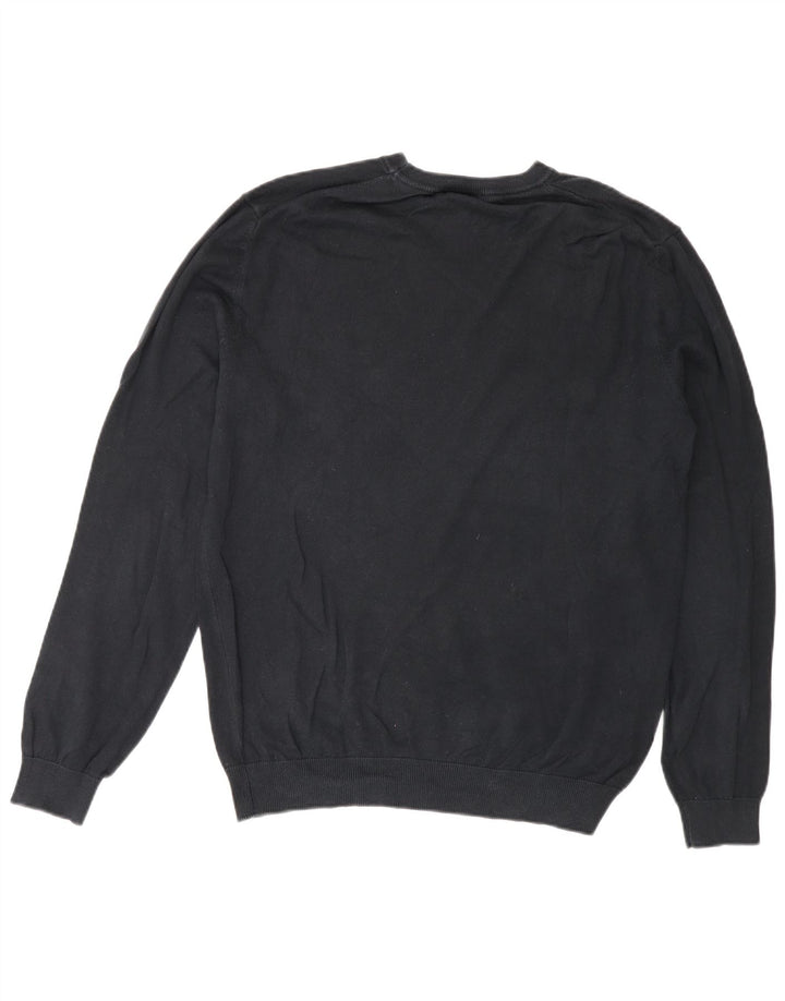 Suéter masculino Benetton com gola redonda, médio preto clássico