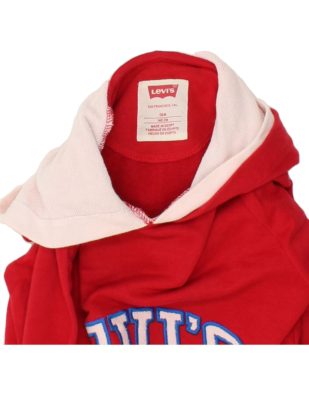 LEVI'S Boys Graphic Hoodie Jumper 9-10 Years Red Cotton Vintage Levi's and Second-Hand Levi's from Messina Hembry 