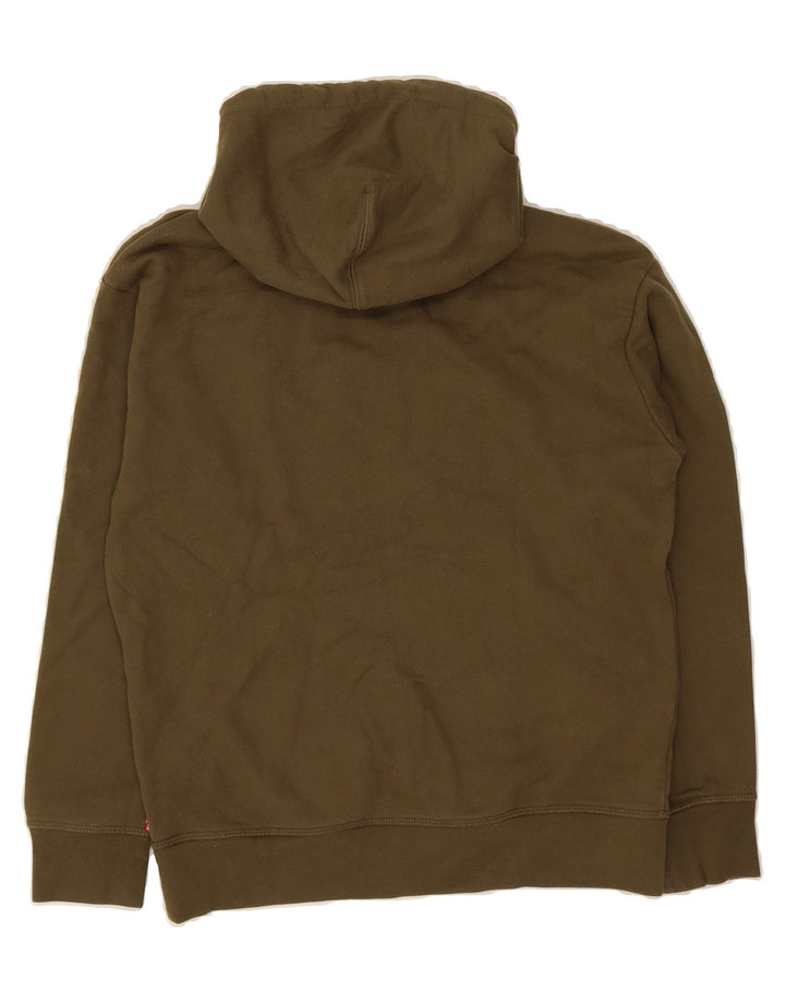 LEVI'S Womens Graphic Oversized Hoodie Jumper UK 6 XS Khaki Cotton Vintage Levi's and Second-Hand Levi's from Messina Hembry 