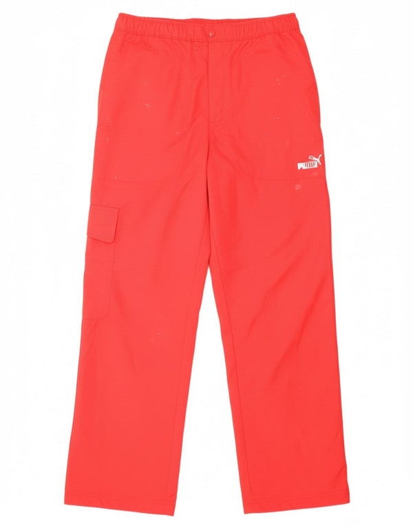 PUMA Mens Straight Cargo Calças Médio W32 L32 Poliéster Vermelho Esportes
