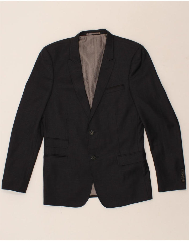 Terno masculino CHROM com 2 botões e 2 peças Reino Unido 38 médio W32 L30 preto