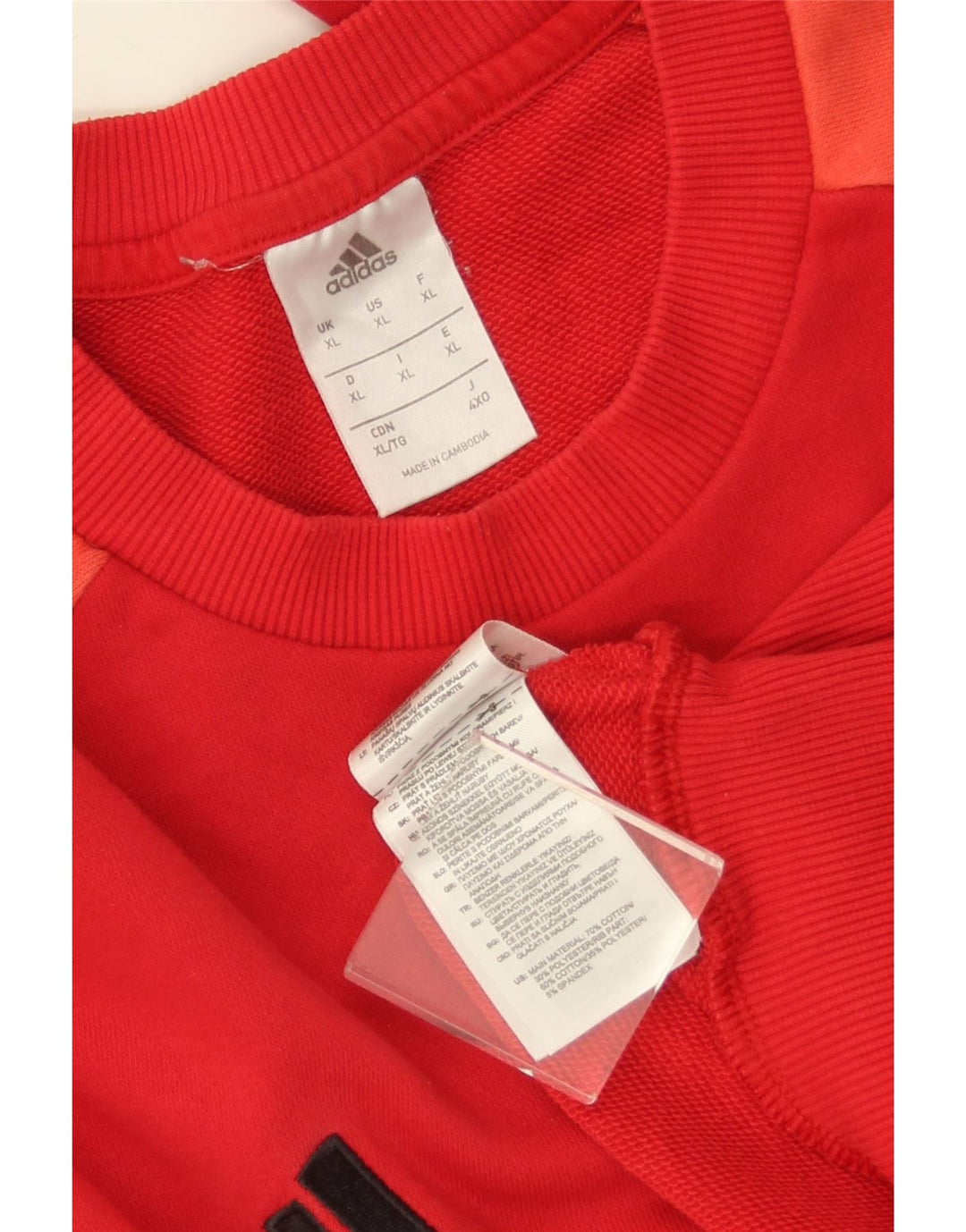 ADIDAS Mens Moletom Jumper XL Vermelho Colorblock Algodão