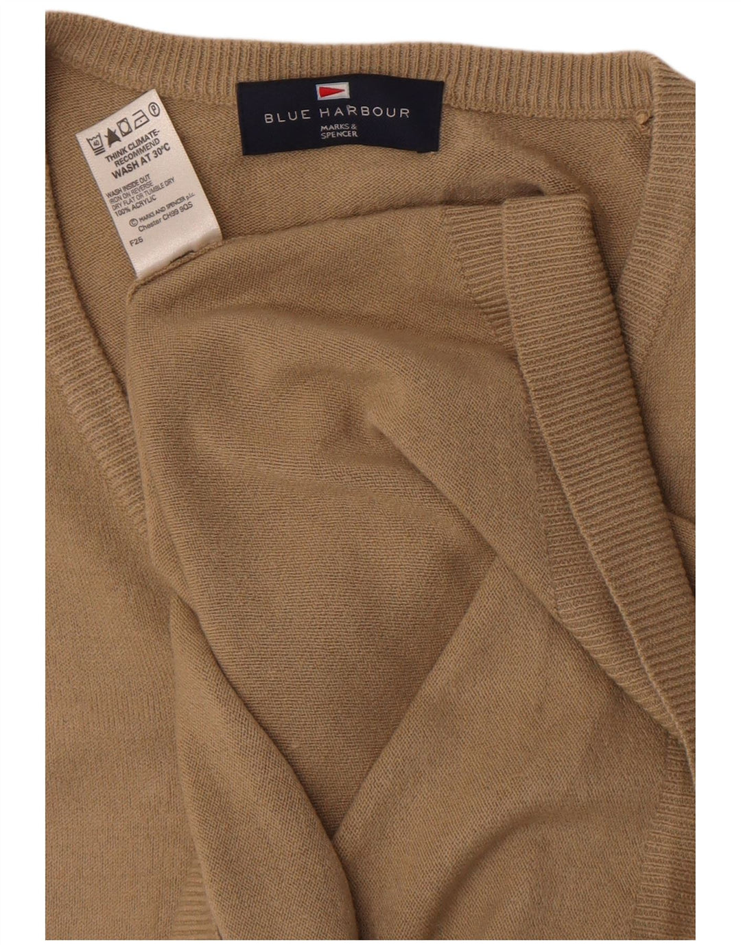 Regata masculina Marks & Spencer Blue Harbor Vest XL bege acrílico