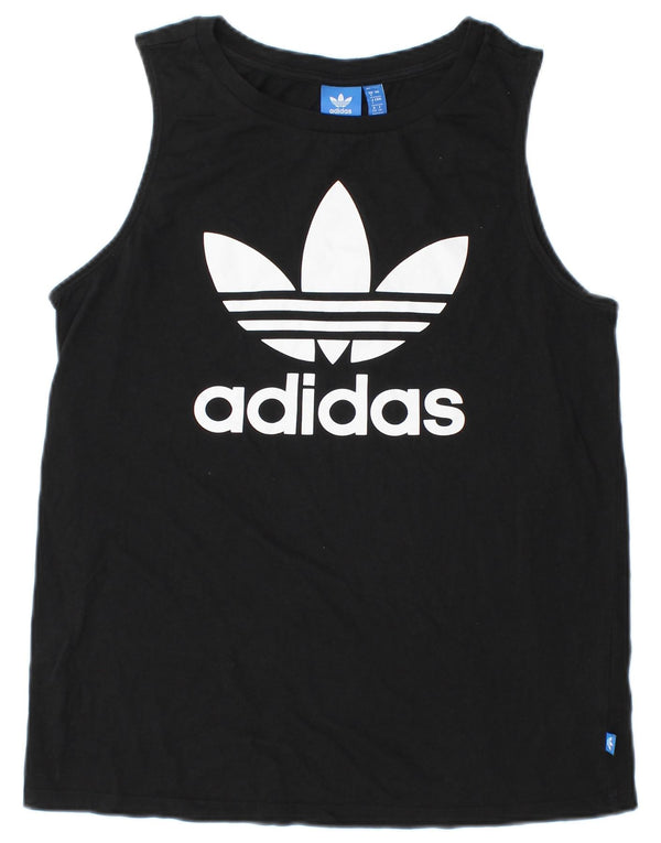 Adidas Womens Graphic Vest Top UK 8 Pequeno Algodão Preto