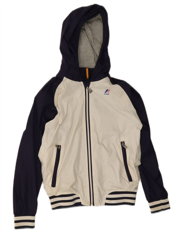 Jaqueta bomber com capuz K-Way Boys 9-10 anos azul marinho Colourblock Nylon