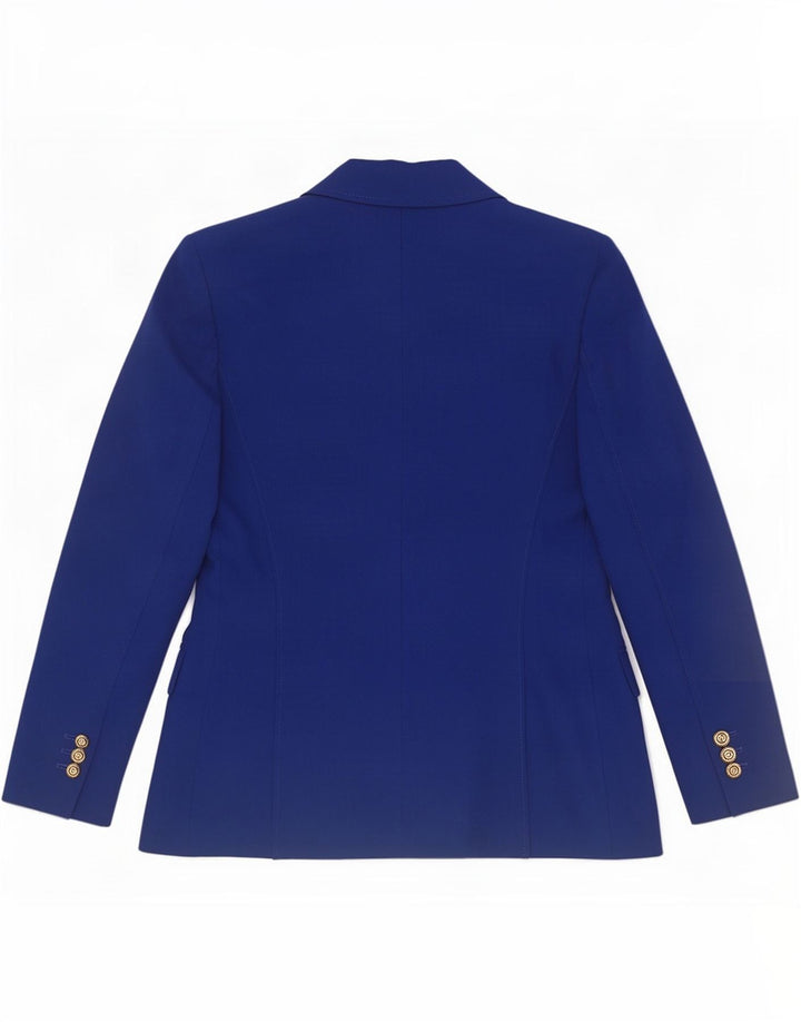 Jaqueta blazer feminina Zara com peito duplo Reino Unido 12 poliéster azul médio