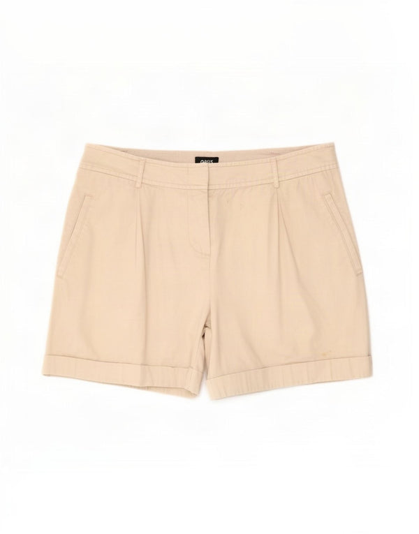 Shorts Chino Feminino Oasis UK 12 Médio W30 Algodão Bege