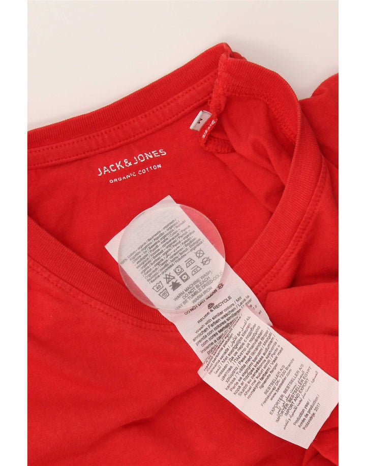Camiseta masculina Jack & Jones Top médio algodão vermelho