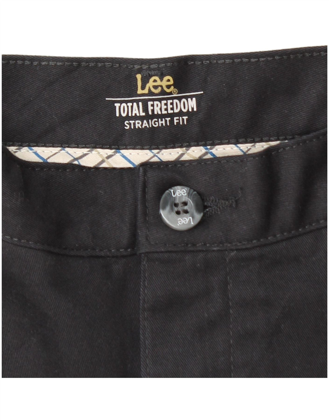 Calça chino reta masculina LEE W34 L30 algodão azul marinho