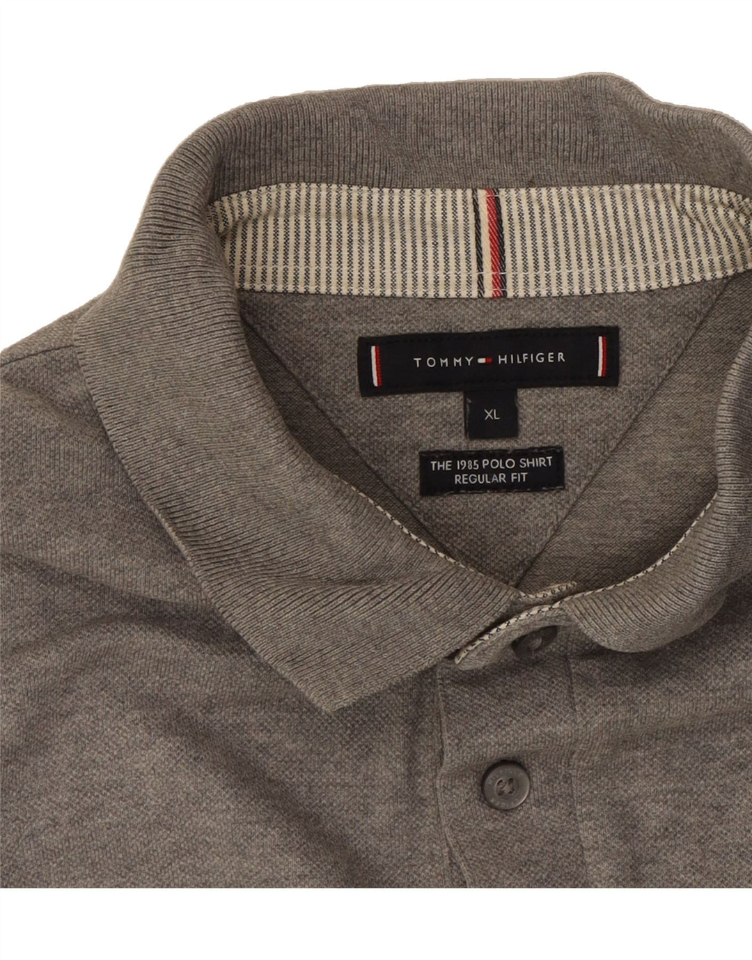 TOMMY HILFIGER Mens Regular Fit Polo Shirt XL Grey Cotton Vintage Tommy Hilfiger and Second-Hand Tommy Hilfiger from Messina Hembry 